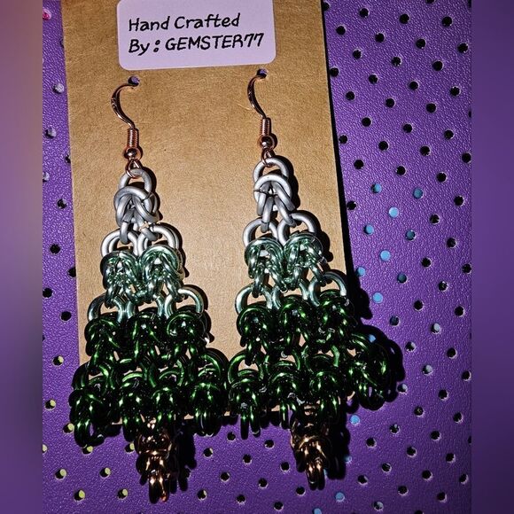 Christmas Tree Earrings Lightweight (E13) - Picture 3 of 5